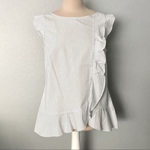 Banana Republic White & Blue Pinstripe Top, Medium
